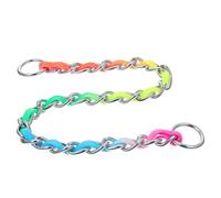 HOLIDYOYO Rainbow Color Nylon Dog Leash Collar for Puppy Training Pet Rope Chain with Metal Links Comfortable Walking to Reduce Aggression and Teach Manners