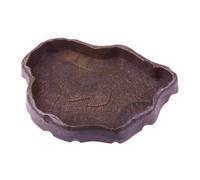 HOLIDYOYO Resin Reptile Food Water Dish Small Practical Pet Feeding Basin for Lizards Tortoises Frogs and Spiders Durable Compact Bowl Coffee Color