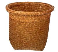HOLIDYOYO Seagrass Waste Basket Small Woven Trash Can Rubbish Paper Bin Round Straw Plant Flower Pot Sundries Container Basket for Home Office