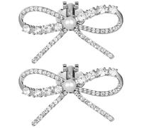 HOLIDYOYO Silver Rhinestone Bow Shoe Clips Elegant Accents for Women, 2pcs | Alloy and Iron Build, Reusable Clip-on Attachment, for Loafers, Flats, Bridal Accessories