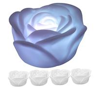 HOLIDYOYO Simulated Rose Artificial Flowers 5 Pack Led Night Lights Shaped Candles for Illumination Ideal for Decorations