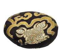 HOLIDYOYO Singing Bowl Cushion for Buddha Sound Bowl with Traditional Pattern Design Black Cotton Cloth and Tibetan Lightweight round Pad for Buddhist Temple Furnishing and Home Decoration