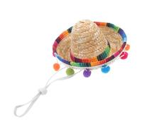 HOLIDYOYO Small Mexican Straw Sombrero with Chin Strap Handcrafted Carnival Party Hat for Adults Unique Festival Headwear for Mexican Theme Celebrations and Family Gatherings