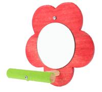 HOLIDYOYO Small Red Bird Mirror with Perch, Parrot and Budgie Cage Accessory for Play and Stress Relief