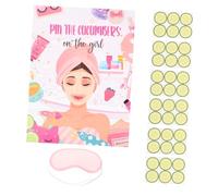 HOLIDYOYO Spa Party Games for Sleepover and Birthday Pin the Cucumbers the Girl Poster with Blindfolds Interactive Spa Game Supplies for Women Engaging Party Activity Decoration