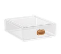 HOLIDYOYO Stackable Storage Box with Drawer Design for Makeup and Watches | PET Plastic Construction, Closed Seal, Lightweight Portable Organiser, Suitable for Vanity Tops, Nightstands, Towels