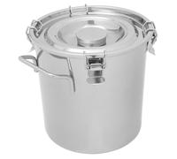 HOLIDYOYO Stainless Steel Sealed Bucket with Lid 20x20cm Portable Milk and Oil Storage Container Double-handle Airtight Grease and Water Barrel for Home Use