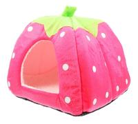 HOLIDYOYO Strawberry Shape Warm Hamster House Nest with Comfortable Fabric Material and Easy to Install Design, Suitable for Indoor Use a Cozy Hideout for Small Pets like Guinea Pigs