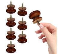 HOLIDYOYO Sturdy Solid Wood Round Door Handles 8pcs Self Tapping Knobs for Wardrobe Cabinets Drawers for DIY Furniture Projects