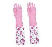 HOLIDYOYO Thickened Kitchen Gloves with Extended for Dish Washing and Cleaning Reusable Household Gloves for Winter Protective and Comfortable Pink Washing Mitts