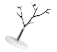 HOLIDYOYO Tree Branches Jewelry Display Stand, Silver Metal and Marble | Earrings, Necklaces, Rings, Watch Storage, Home Dressing Table, Boutique Counter Display