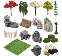 HOLIDYOYO Versatile Fairy Garden Sets Mini Landscape Decor with Plastic Trees, Stones, and Fences for Miniature Landscapes and Decorating Fish Tanks, Cute and Strong Mini Garden Decorations