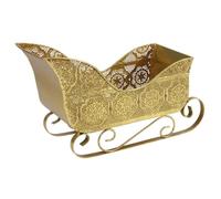 HOLIDYOYO Vintage Inspired Santa Sleigh Candy Platter with Sturdy Iron Build for Christmas Home and Office Decor Unique Present Container for Holiday Treats and Festive Tabletop Display