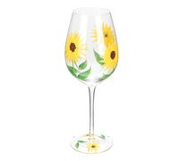 HOLIDYOYO Vintage Painted Flute Glass, Sunflower Pattern Small High Stem Wine Glass, Hand-Painted Party Wine Glassware for Home and Wedding Celebrations