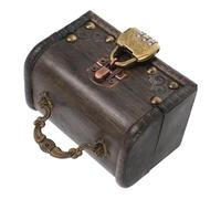 HOLIDYOYO Vintage Wooden Storage Box with Lock Portable Antique Style Jewelry Organizer and Treasure Chest for Home Decor Sturdy Wood Keepsake Case with Handle for Escape Props and Travel