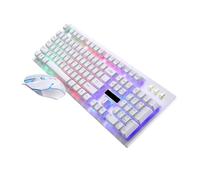 HOLIDYOYO Wired USB Keyboard Mouse Set Gaming with Non Conflict Design and Wear-resistant Plastic Construction, Ergonomic 104 Keys Mechanical Feel for Gamer Use in Office or Cafe