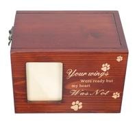 HOLIDYOYO Wood Pet Cremation Urn with Photo Frame, Pine Memorial Box for Cats and Dogs, Bone Ash Cinerary Casket, Pet Funeral Supply Keepsake for Home Display