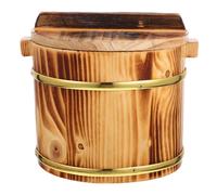 HOLIDYOYO Wood Sushi Container with Lid Capacity Natural Bucket for Cooked Rice Simple Design Rice Mixing Tub for Kitchen and Home Supplies Easy to Clean Safe Material