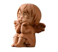 HOLIDYOYO Wooden Angel Girl Figurine Hand-carved Miniature Model Artistic Detailing Home Office Decor Symbol of Care and Protection Thoughtful Accent for Garden Desktop Display