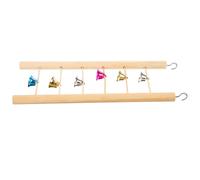 HOLIDYOYO Wooden Bird Climbing Ladder for Parakeets and Budgies Natural Wood Perch Stand with Bells Interactive Playground for Parrots to Climb Jump and Exercise Motor Skills with Rungs