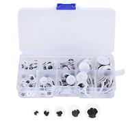 Holigie 100 sewable Plastic Eyeballs,Non Plastic Resin Eyeballs Multiple Sizes Black and White Movable Suitable for Plush Toys Children Crafts