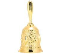 Holigie Hand Bell, Metal Crafts Innovative Reminder Home Decoration Zinc Alloy Golden European Style for Wedding Hanging Ornament for School Restaurant Bar Church Home Decoration