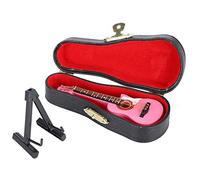 Holigie Mini Modelo de Guitarra, con Soporte y Estuche Mini Instrumento Musical Mesa Centro de Mesa Manualidades Adorno de Instrumento Musical Decorativo para el hogar Juguete