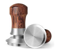 HOLIHOKY Coffee Tamper 51mm, Spring Loaded 51mm Tamper, Self Leveling Espresso Tamper with 304 Stainless Steel Threaded Base, Wood Handle, Silver