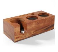 HOLIHOKY Coffee Tamper Station, Espresso Tamping Station for Sage 54mm Portafilter/Delonghi 51mm Portafilter, Puck Screen, Distributor, Tamper, Natural Walnut Wood
