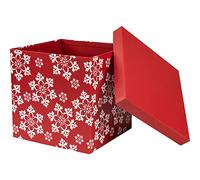Holijolly Christmas Box with Lid - Red and White Snowflake Design Gift Box and 2 Pcs Tissue Paper for Christmas, Holiday, Party, Gift Giving and More - 23x23x23cm