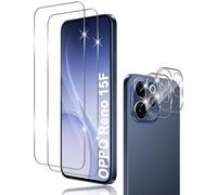 Holilo 2+2 Piezas Para OPPO Reno 15F/Reno 15 FS/15FS 5G Protector de Pantalla Cristal Templado + Protector Camara, Vidrio Templado Anti-Arañazos Sin Burbujas Glass Protector