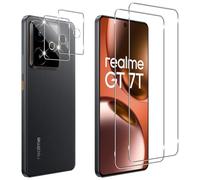 Holilo For Realme GT 7T / Realme GT7 for tempered glass screen protector and camera protective film, 2 + 2 pieces, 9H hardness, HD, anti-scratch, anti-bubble-free, tempered glass screen protector
