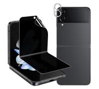 Holilo For Samsung Galaxy Z Flip 4 5G TPU Anti-Spy Privacy Tempered Glass + Rear Camera Protector, [1+1 Pieces] Anti-Spy Screen Protector + 9H Bubble-Free Camera Protection Film