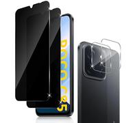 Holilo Pack of 2 and 2 for Xiaomi Poco C85 Privacy Screen Protector for Tempered Glass and Camera Protective Film, Anti-Spy Privacy Screen Protector Protect Privacy Screen Protector