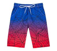 Holimaid Boys Swim Trunks Quick Dry Swim Shorts Boys Beach Board Shorts with Drawstring for Swimming Bathing (Red/Blue, 8-9 Years)