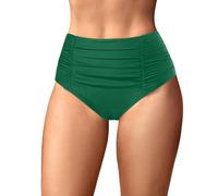 Holipick Bathing Suit Bottoms for Women - High Waisted Bikini Bottoms Ruched Tummy Control Swimsuit Bottom, Dark Green, Large