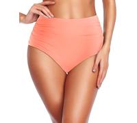 Holipick Women High Waisted Bikini Bottom Full Coverage Bathing Suits Bottoms Mid Waist Tummy Control Swim Bottom, Coral Pink, Medium