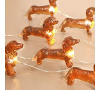 Holitown Dechshund Decorative Lights,Sausage Dog Fairy Lights, 10 ft 30 Pet Icon LEDs with Remote,Battery &USB Powered for Home,Party,Festival