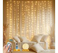 HOLITS Fairy Curtain Lights Upgraded Tangle-Free Warm White USB Plug in 8 Modes String Hanging Lights with Remote for Christmas, Bedroom, Indoor, Outdoor, Weddings, Party (10 FT x 6.6 FT)