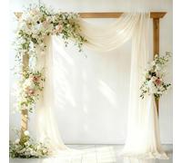 HOLITS Ivory Wedding Arch Draping Fabric - 31" x 20FT Sheer Chiffon Panel - Wrinkle-Free Backdrop Drapery for Ceremony, Bridal Shower, Arbor Decoration, Party & Event Décor, Ivory, 2 Panels