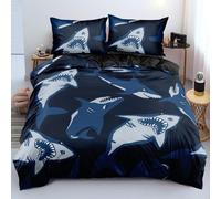 Holiyjog Cute Shark Print Comoforter Cover Sets 1 Duvet Cover and 2 Shams for Kids Soft Microfiber Bedding Set Twin Size Blue Shark