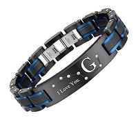 Holizaly Men's Diamond Initial Bracelet, A-Z Letter Abbreviation, Stylish Mens Bracelet, Elegant Bracelets for Men, Perfect Men Bracelet Gift for Him, big, Stainless Steel, zircon gemstone