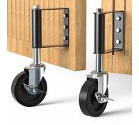 HOLKIE 2 Pack 100mm Gate Wheels - Heavy Duty Spring Loaded Swivel Castors for Wooden Gate and Fence - 100 kg Capacity per wheel