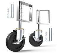 HOLKIE 2 Pack 100mm Heavy Duty Spring Loaded Gate Wheels - Swivel Castor Wheels for Wooden Gate and Fence - 50 kg Capacity per Castor