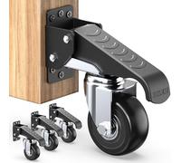 HOLKIE 315kg Retractable Workbench Castors (4 Pack) - Heavy Duty Steel Caster Wheels with Non-Slip Black Foot Pedals - Professional Grade Mobility for Workshop Tables, Lathes & Heavy Equipment
