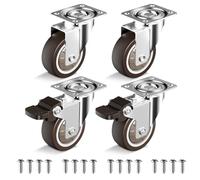 HOLKIE Castor Wheels 50mm Castors for Furniture with Safety Brake Caster Wheels Set of 4 Total Capacity 120KG (2 with Brakes and 2 without)