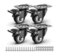 HOLKIE Castor Wheels 50mm Swivel Heavy Duty Castor Wheels for Furniture with Safety Brake Total Capacity 250KG (pack of 4)