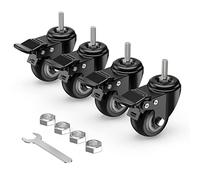 HOLKIE Castor Wheels 50mm Total Locking Stem Castors Set of 4 Heavy Duty, M10 x 1.5 x 25mm (Stem Diameter 10mm, Stem Length 25mm) Threaded Casters with Brakes Trolley Furniture Swivel Caster Wheels