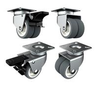 HOLKIE Heavy Duty Castor Wheels 50mm Castors for Furniture with Safety Brake Caster Wheels Set of 4 Total Capacity 400KG (2 with Brakes and 2 without)