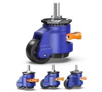 HOLKIE Leveling Castor Wheels Set of 4 Heavy Duty Retractable Casters, M12 and 1/2" Stem Size, Total Capacity 1000KG, Adjustable Castors with Ratchet Handle for Workbench, Furniture, Machine